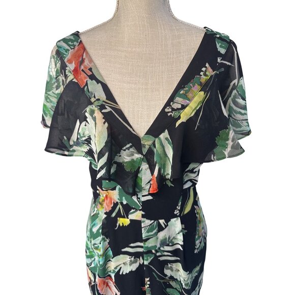 Adelyn Rae Womens Floral Print V Neck Short Sleeve Jumpsuit S - Picture 3 of 13